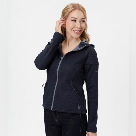 Spyder Frontier Navy Cara Full Zip Jacket Hoodie Medium New - Picture 1 of 3